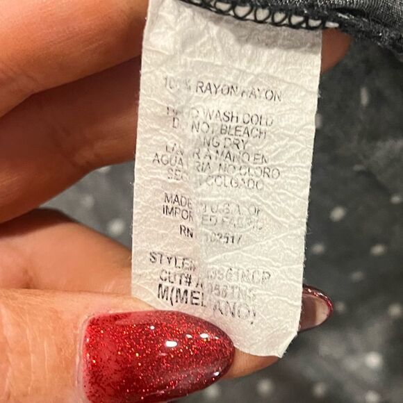 Soprano Womens Blouse Off Shoulder Polka Dot 3/4 Puff Sleeve Black White Size M - Picture 3 of 4